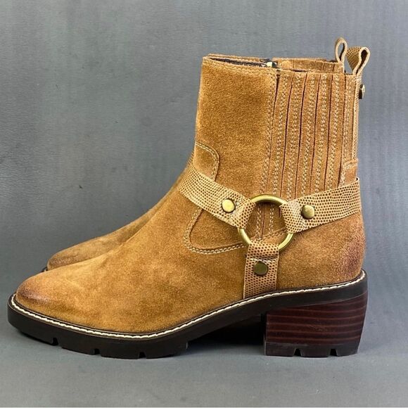 Donald Pliner leather suede Women MAI Saddle Bootie shoes size 8 - Picture 4 of 11